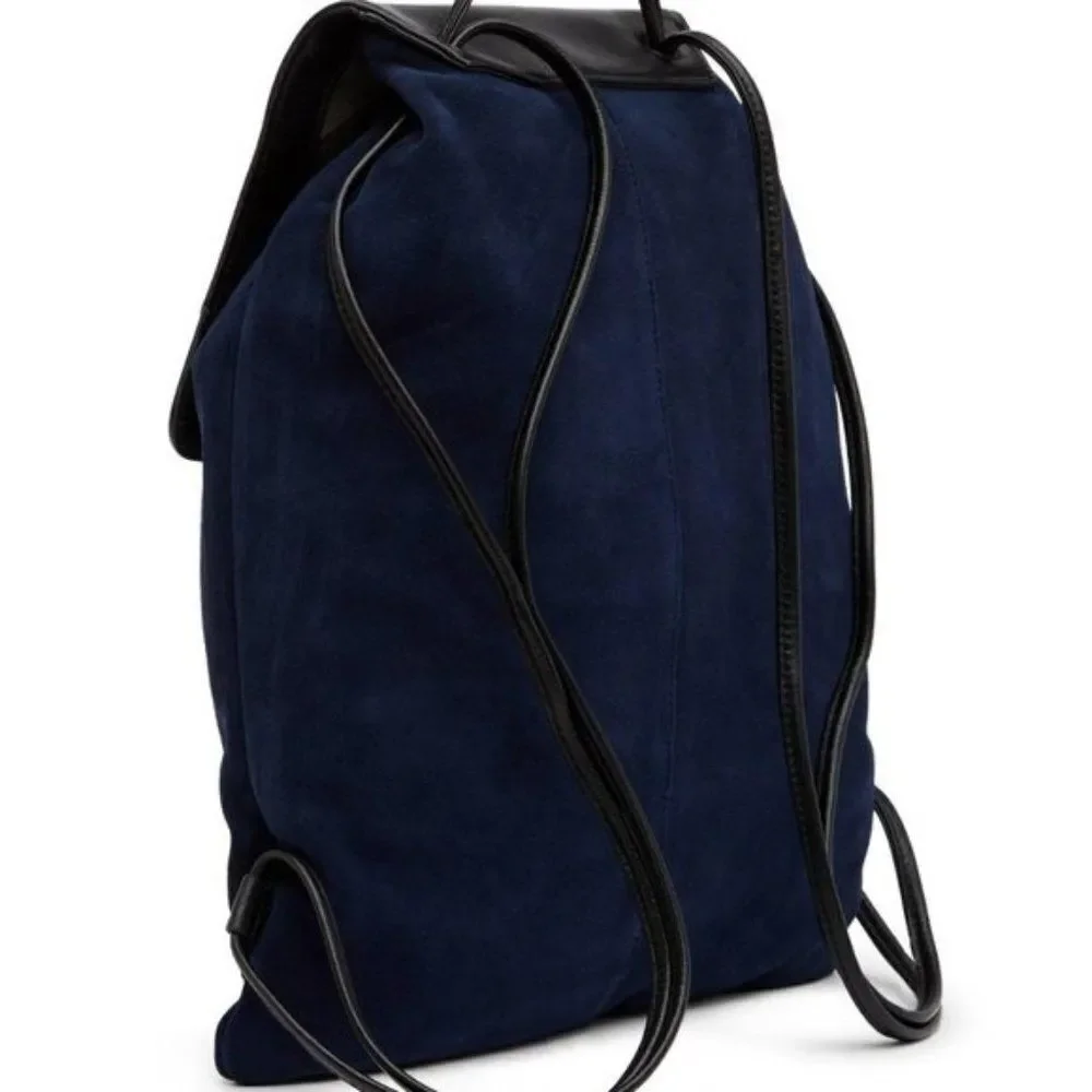 CHRISTOPHER KON Blue Suede Black Leather Backpack